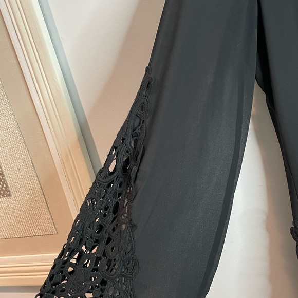 Ya Los Angeles Womens Cocktail Dress Long Sleeve Chiffon Black V-Neck Size “L” - Picture 4 of 16